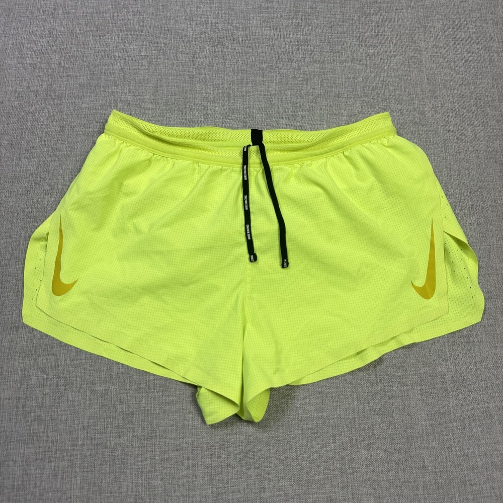 Nike Dri-Fit ADV Aeroswift 2" Running Shorts Mens Small Yellow Green Brief Lined